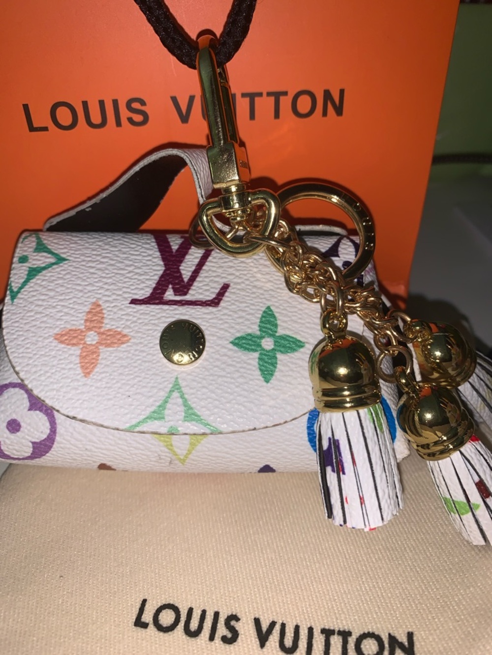 Monogram multicolor Mini pouch purse/bag charm keychain